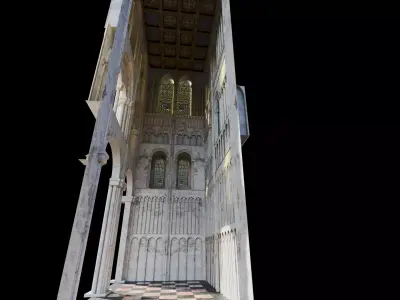 Cathedral  Romanesque Entrance Sides Section - ONLY Low-poly 3D model