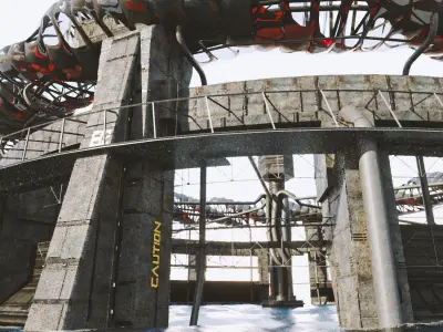 Ocean Castle Sci-fi  Low-poly 3D model