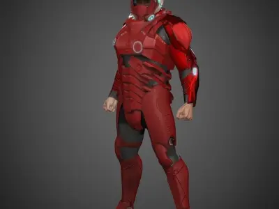 Space combat suit Low-poly 3D model