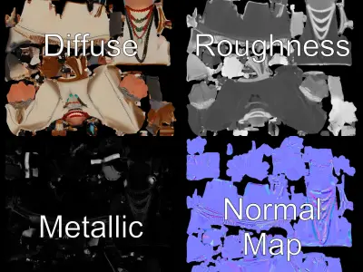 Indigenous D Character Model Rigged and Animated Low-poly 3D model