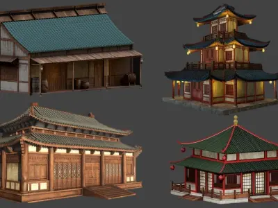Asian Japanese Traditional Building Collection 3D model