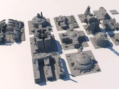 Sci Fi Buildings 3D model