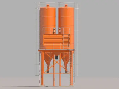 Cement silo hopper Low-poly 3D model