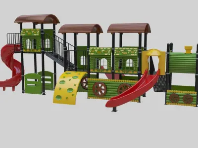 Train Style Playground 4 Low-poly 3D model