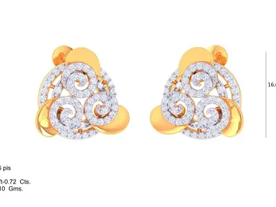 Beauty of Sterling Silver Earrings 3D print model