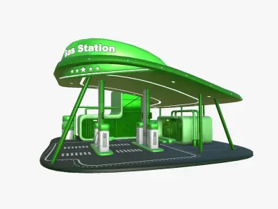 SciFi Gas Station A06 Green - Sci Fi Exterior Design Low-poly 3D model
