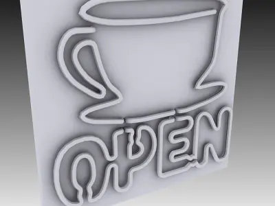 Neon Coffee Sign 3D model