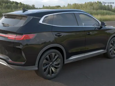  Panoramic Roof Electric SUV Black Rigged for Cinema 4D 