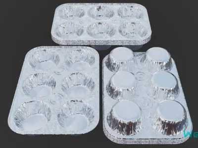 Disposable Aluminum Cupcake Muffin Pans Low-poly 3D model