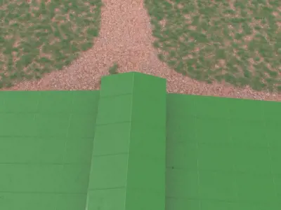 barn 3D model with path leading to it Low-poly 3D model