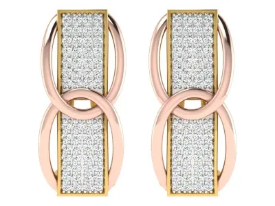 Yellow gold diamond  earring-EZ BI-73 3D print model