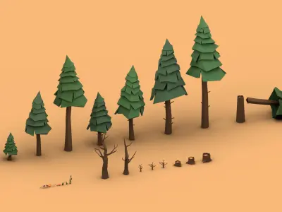 Survival Pack - Low Poly Stylized Forest Environment Low-poly 3D model