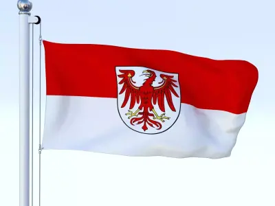 Animated Brandenburg German State Flag Low-poly 3D model