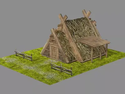 Medieval Viking House 08 Game Ready Low-poly 3D Model Low-poly 3D model