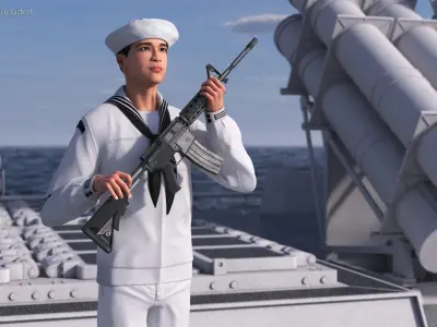  US Navy Asian Sailor with Rifle 