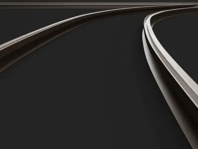 Tram Rails Element - Left Turn 3D model