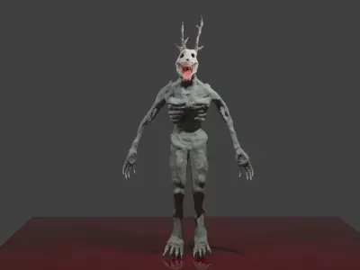 Rigged Wendigo Alien character Low-poly 3D model