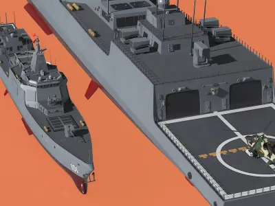  Type-055s Destroyer with Harbin Z-9WZ Helicopter 