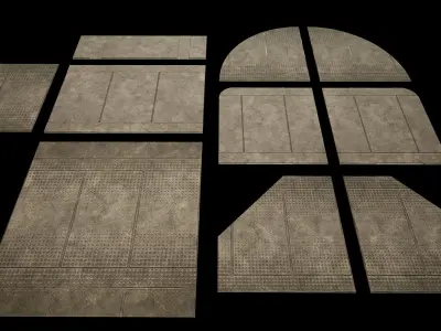 sci fi Concrete floor - modular kit - set C - Low-poly 3D model