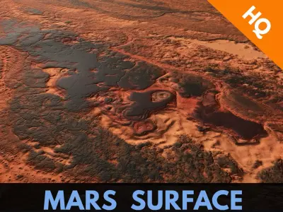 Mars Surface Mountain Terrain Landscape Desert PBR 11 Low-poly 3D model