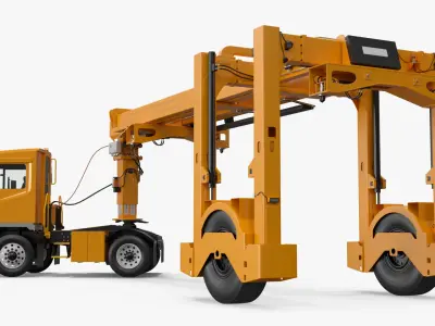  Terminal Container Carrier Truck Yellow Rigged for Maya 