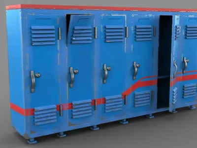 Stylized Lockers Low-poly 3D model