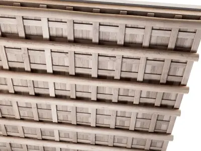 Pitched wooden ceiling  Low-poly 3D model