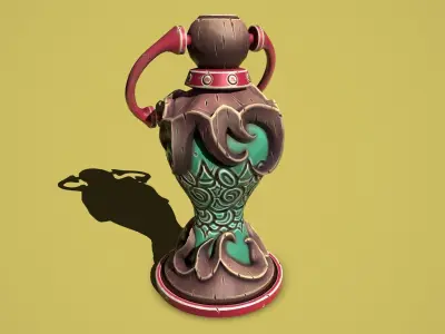 Fantasy flower lamp Low-poly 3D model