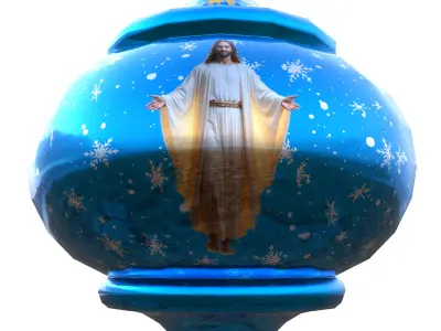 Festive Blue Bauble Jesus Scene 3D Model PBR Textured Low Poly Low-poly 3D model