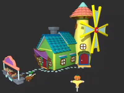 Asset - Cartoons - Background - House 3D model
