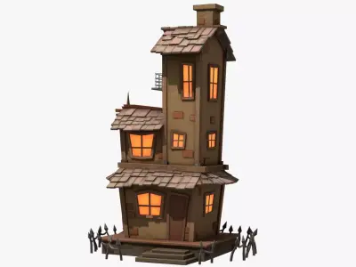 Stylized Cartoon hounted House 3D Model Low-poly 3D model