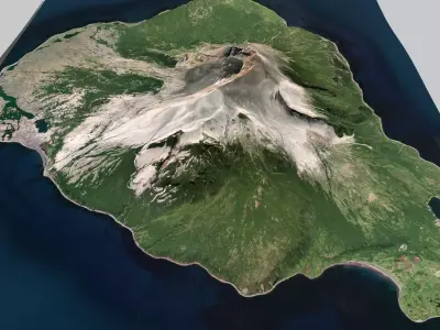 Island Harimkotan Kuril Islands 3D model