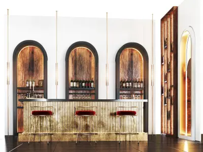 Cafe02 bar in modern style Low-poly 3D model