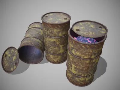 Barrels biohazard rusty Low-poly 3D model