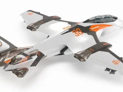 Futuristic Military Fighter Jet White 3D model