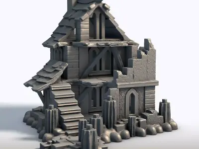 Ruined Houses Collection 6 Abandoned Building  3D model