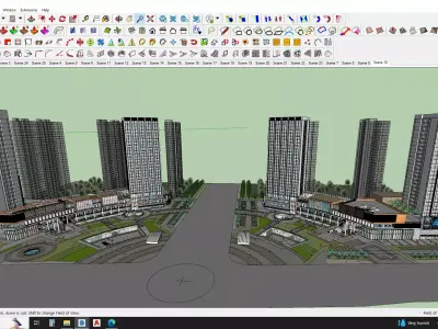 Sketchup Shopping mall with apartments  3D model
