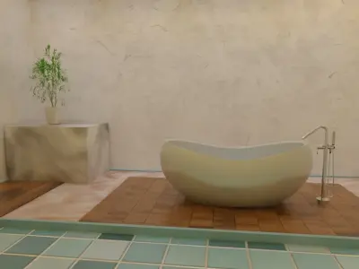 Curved Bath tub - Bathroom 3D model-Interior Low-poly 3D model