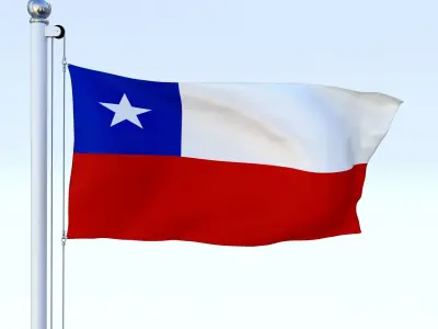 Animated Chile Flag Low-poly 3D model