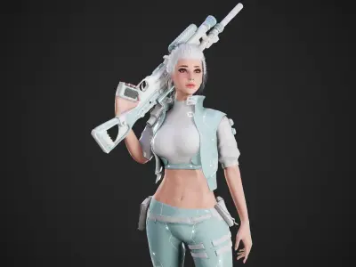 Cyberpunk NYX Robot Low-poly 3D model