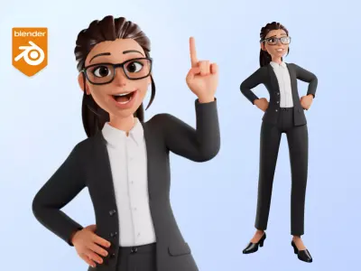 Secretary Business Woman Character  Low-poly 3D model