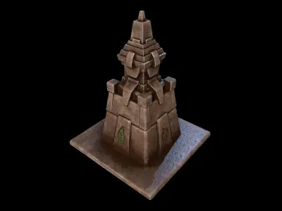Stone tower - 4 elements Low-poly 3D model