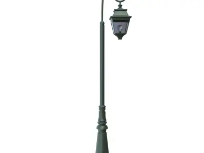 Green Classic Street Lamp PBR Low Poly All Quads Low-poly 3D model