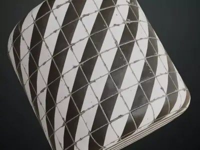 Modern Matte Black and White Diagonal Split Tiles PBR Seamless Texture