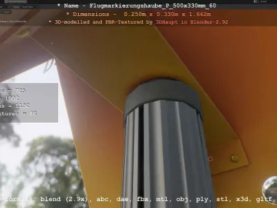 Flugmarkierungshaube mit Aluminiumpfosten 500x330mm 60 Low-poly 3D model