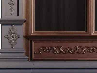 Classic Window Frame set 932 Low-poly 3D model