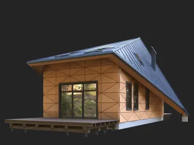 Modern house in the woods 3D model