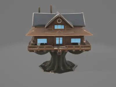 Enchanted Tree House 3D Model - Perfect for Visualizations 3D model