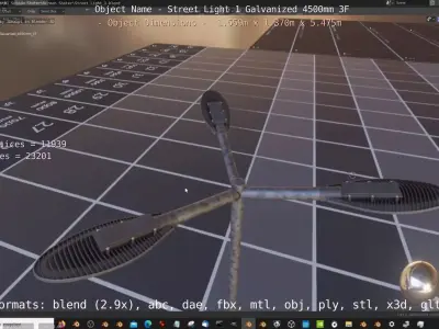 Street Light 1 Galvanized 4500mm 3F Low-poly 3D model