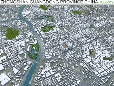 Zhongshan Guangdong Province China 80km AI Low-poly 3D model